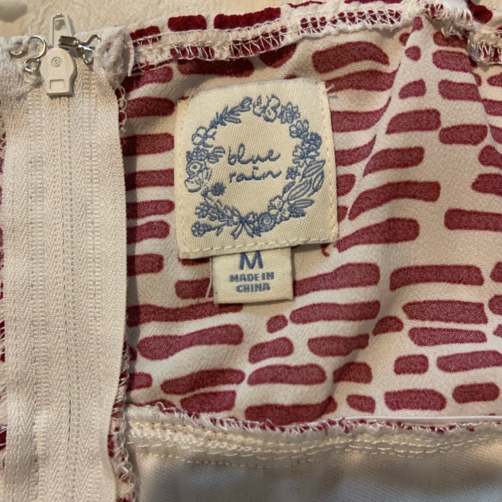 Blue Rain Red and White Patterned Dress - Picture 3 of 3
